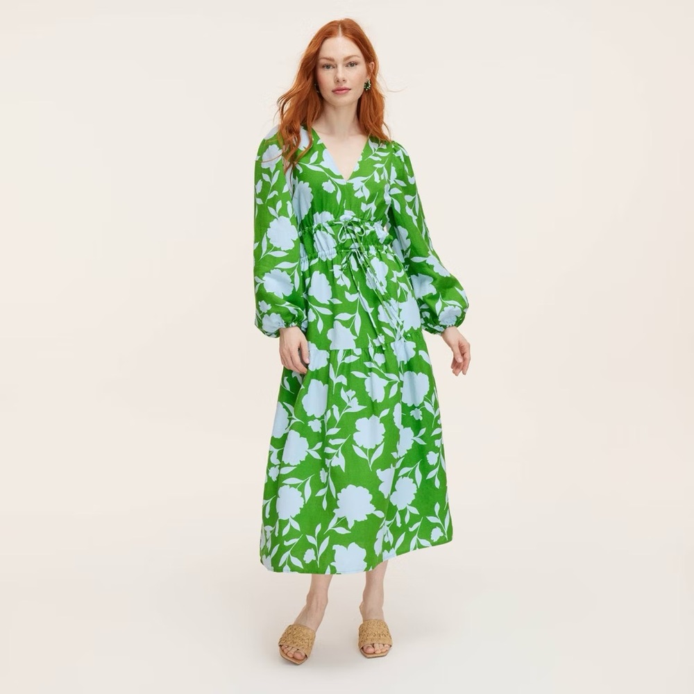 Kate Spade New York X Target- Women's Classic Rose Linen Long Sleeve Maxi Dress - Picture 1 of 7